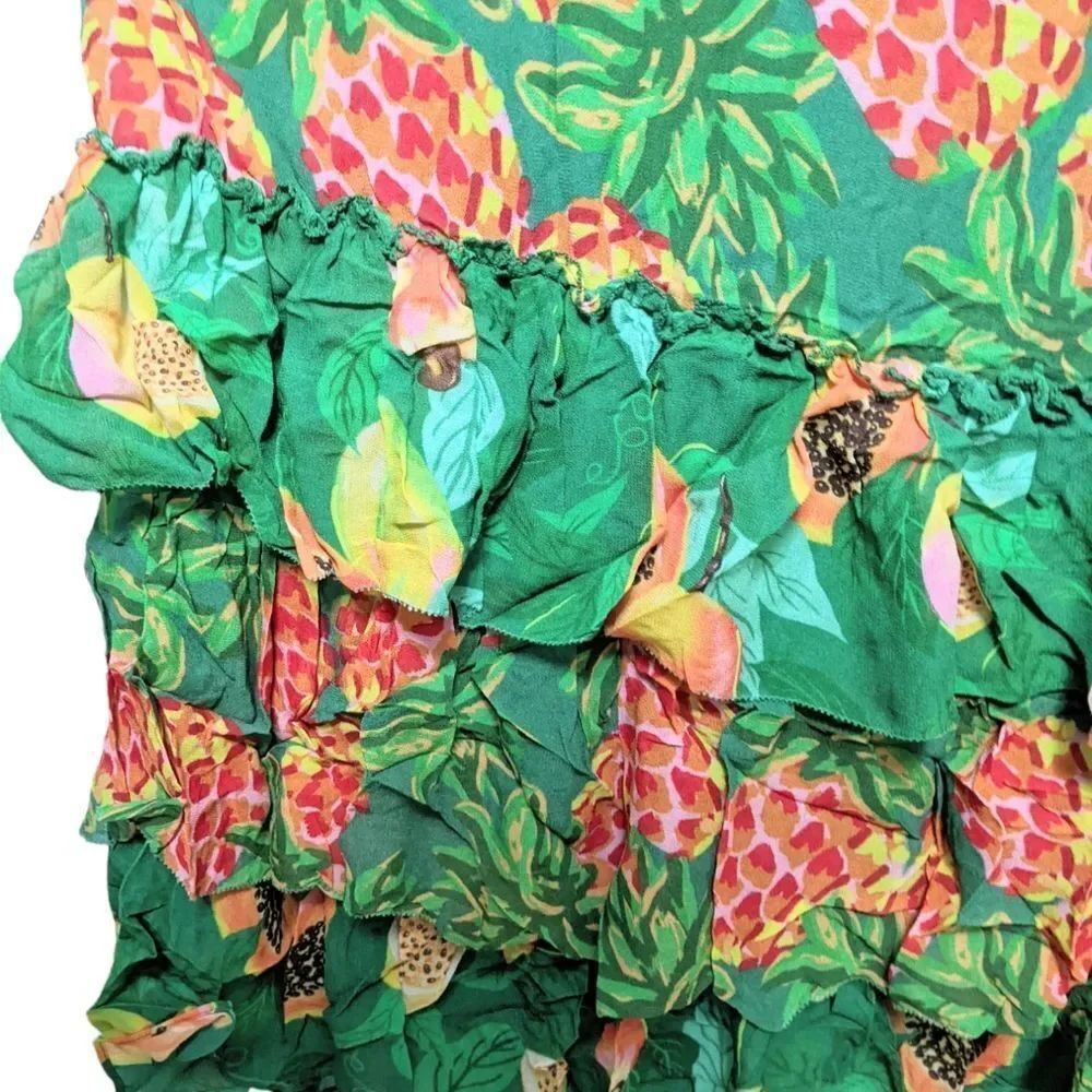 NWT FARM RIO Pineapple Galore Smocked Waist Maxi Dress L - Picture 5 of 11